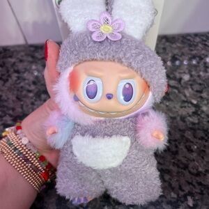 Cute Plush Bunny Toy with Flower keychain custom bubu